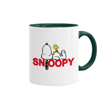 Snoopy sleep, Κούπα χρωματιστή πράσινη, κεραμική, 330ml