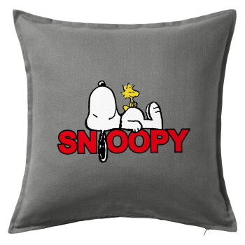 Snoopy sleep, Μαξιλάρι καναπέ Γκρι 100% βαμβάκι, περιέχεται το γέμισμα (50x50cm)