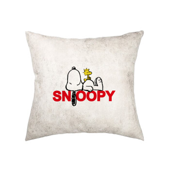 Snoopy sleep, Μαξιλάρι καναπέ Δερματίνη Γκρι 40x40cm με γέμισμα