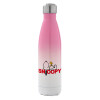 Metal mug thermos Pink/White (Stainless steel), double wall, 500ml