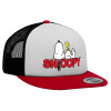 Adult Foam Flat Snapback with Mesh Red-White-Black (POLYESTER, ADULT, UNISEX, ONE SIZE)