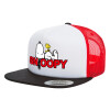 Adult Foam Flat Snapback with Mesh Black-White-Red (POLYESTER, ADULT, UNISEX, ONE SIZE)