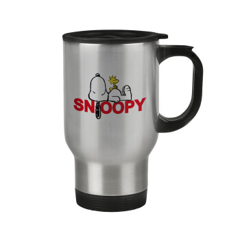 Snoopy sleep, Κούπα ταξιδιού ανοξείδωτη με καπάκι, διπλού τοιχώματος (θερμό) 450ml