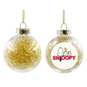 Snoopy sleep, Transparent Christmas tree ball ornament with gold filling 8cm