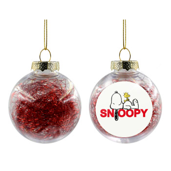 Snoopy sleep, Transparent Christmas tree ball ornament with red filling 8cm