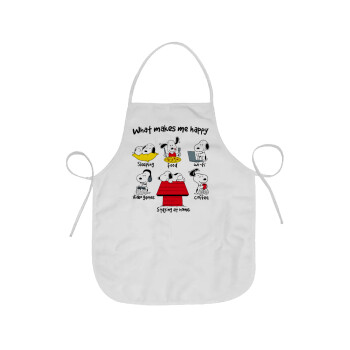 Snoopy what makes my happy, Chef Apron Short Full Length Adult (63x75cm)