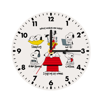 Snoopy what makes my happy, Wooden wall clock (20cm)