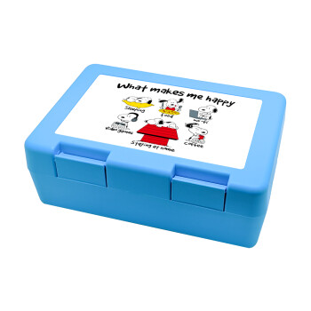 Snoopy what makes my happy, Children's cookie container LIGHT BLUE 185x128x65mm (BPA free plastic)