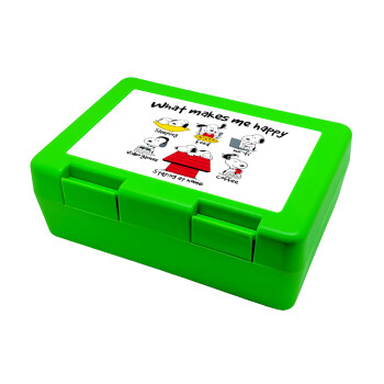 Snoopy what makes my happy, Children's cookie container GREEN 185x128x65mm (BPA free plastic)