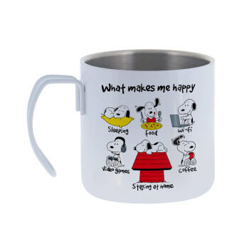 Snoopy what makes my happy, Κούπα Ανοξείδωτη διπλού τοιχώματος 400ml