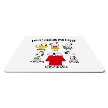 Snoopy what makes my happy, Mousepad ορθογώνιο 27x19cm