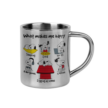 Snoopy what makes my happy, Mug Stainless steel double wall 300ml