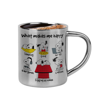 Snoopy what makes my happy, Double-wall metal cup for espresso (220ml)