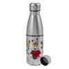 Metallic water bottle, stainless steel, 750ml