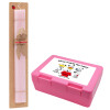 Easter Set, children's snack container PINK & scented flat Easter candle (30cm) (PINK)