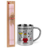 Easter Set, metallic thermal cup (300ml) & aromatic flat Easter candle (30cm) (PINK)