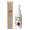 Easter Set, metallic stainless thermos bottle (500ml) & scented flat Easter candle (30cm) (GRAY)