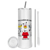 Eco friendly stainless steel tumbler 600ml, with metal straw & cleaning brush