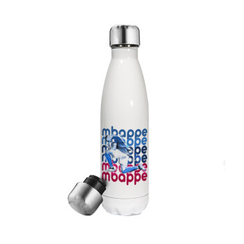 Kylian Mbappé, Metal mug thermos White (Stainless steel), double wall, 500ml
