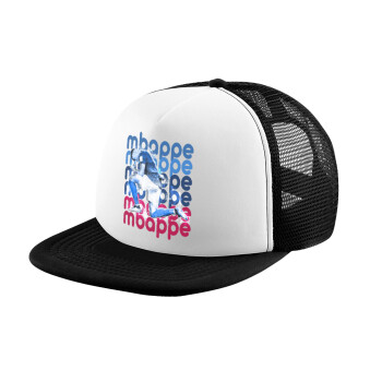 Kylian Mbappé, Adult Soft Trucker Hat with Black/White Mesh (POLYESTER, ADULT, UNISEX, ONE SIZE)