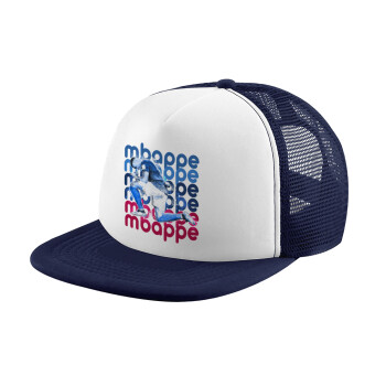 Kylian Mbappé, Adult Soft Trucker Hat with Dark Blue/White Mesh (POLYESTER, ADULT, UNISEX, ONE SIZE)