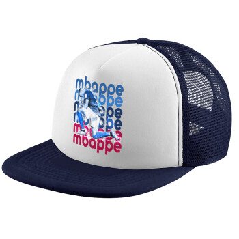 Kylian Mbappé, Adult Soft Trucker Hat with Dark Blue/White Mesh (POLYESTER, ADULT, UNISEX, ONE SIZE)