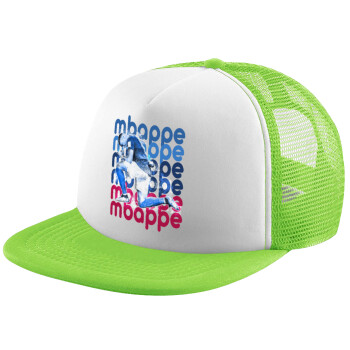 Kylian Mbappé, Adult Soft Trucker Hat with Mesh GREEN/WHITE (POLYESTER, ADULT, ONE SIZE)