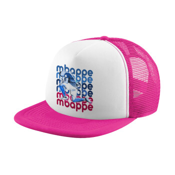 Kylian Mbappé, Καπέλο Ενηλίκων Soft Trucker με Δίχτυ Pink/White (POLYESTER, ΕΝΗΛΙΚΩΝ, UNISEX, ONE SIZE)