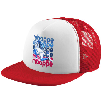 Kylian Mbappé, Adult Soft Trucker Hat with Red/White Mesh (POLYESTER, ADULT, UNISEX, ONE SIZE)