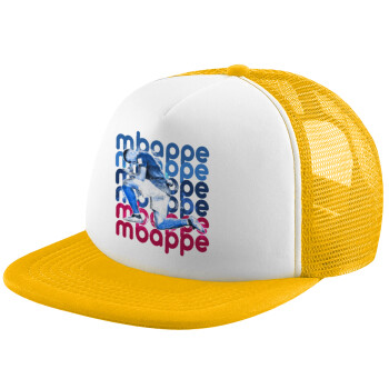 Kylian Mbappé, Καπέλο Ενηλίκων Soft Trucker με Δίχτυ Κίτρινο/White (POLYESTER, ΕΝΗΛΙΚΩΝ, UNISEX, ONE SIZE)