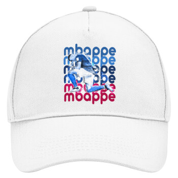 Kylian Mbappé, Adult Baseball Cap, Drill, White (100% COTTON, ADULT, UNISEX, ONE SIZE)