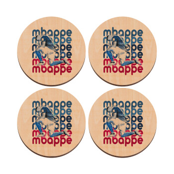 Kylian Mbappé, ΣΕΤ x4 Σουβέρ ξύλινα στρογγυλά plywood (9cm)