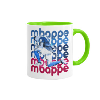 Kylian Mbappé, Mug colored light green, ceramic, 330ml