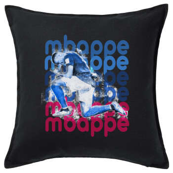 Kylian Mbappé, Sofa cushion black 50x50cm includes filling