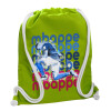 Backpack bag GYMBAG LIME GREEN, with pocket (40x48cm) & thick cords