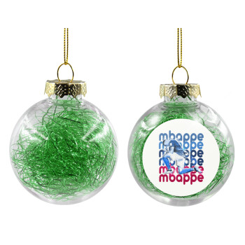 Kylian Mbappé, Transparent Christmas tree ball ornament with green filling 8cm