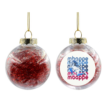 Kylian Mbappé, Transparent Christmas tree ball ornament with red filling 8cm