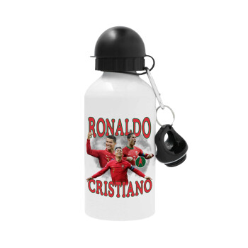 Cristiano Ronaldo, Metal water bottle, White, aluminum 500ml