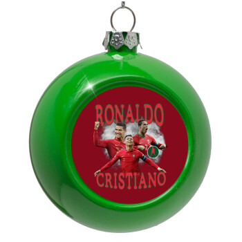 Cristiano Ronaldo, Green Christmas tree ornament bauble 8cm