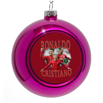 Cristiano Ronaldo, Purple Christmas tree ornament bauble 8cm