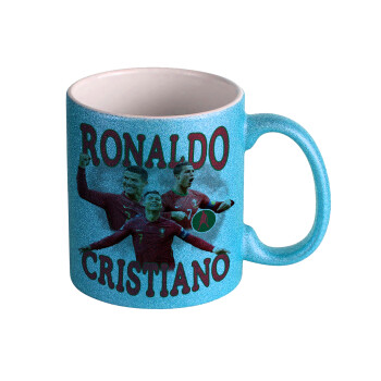 Cristiano Ronaldo, Κούπα Σιέλ Glitter που γυαλίζει, κεραμική, 330ml