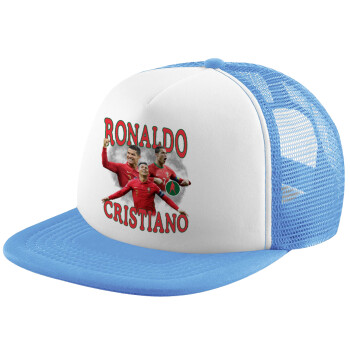 Cristiano Ronaldo, Καπέλο παιδικό Soft Trucker με Δίχτυ ΓΑΛΑΖΙΟ/ΛΕΥΚΟ (POLYESTER, ΠΑΙΔΙΚΟ, ONE SIZE)