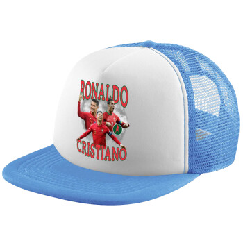 Cristiano Ronaldo, Child's Soft Trucker Hat with Blue/White Mesh (POLYESTER, CHILD, ONE SIZE)