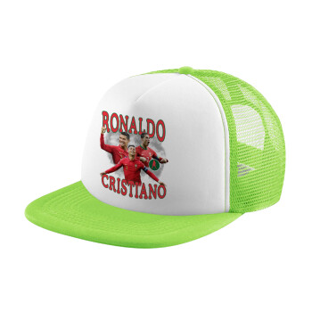 Cristiano Ronaldo, Καπέλο Ενηλίκων Soft Trucker με Δίχτυ ΠΡΑΣΙΝΟ/ΛΕΥΚΟ (POLYESTER, ΕΝΗΛΙΚΩΝ, ONE SIZE)