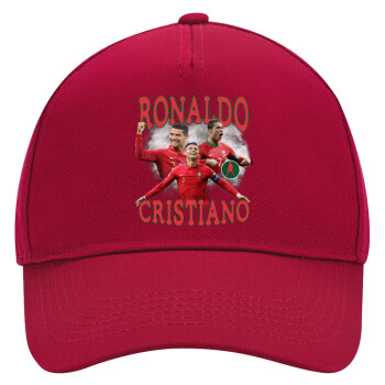 Cristiano Ronaldo, Adult Ultimate Hat RED, (100% COTTON DRILL, ADULT, UNISEX, ONE SIZE)