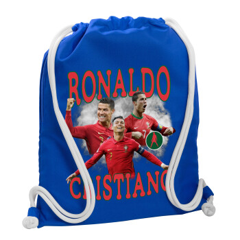 Cristiano Ronaldo, Τσάντα πλάτης πουγκί GYMBAG Μπλε, με τσέπη (40x48cm) & χονδρά κορδόνια
