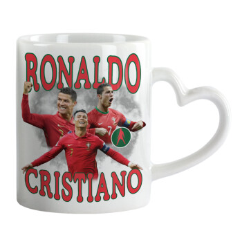 Cristiano Ronaldo, Mug heart handle, ceramic, 330ml