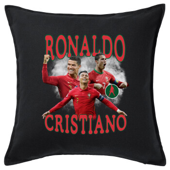 Cristiano Ronaldo, Sofa cushion black 50x50cm includes filling