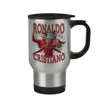 Cristiano Ronaldo, Stainless steel travel mug with lid, double wall 450ml