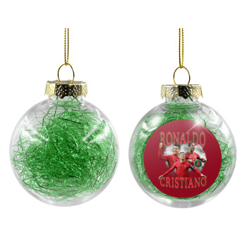 Κριστιάνο Ρονάλντο, Χριστουγεννιάτικη μπάλα δένδρου διάφανη με πράσινο γέμισμα 8cm